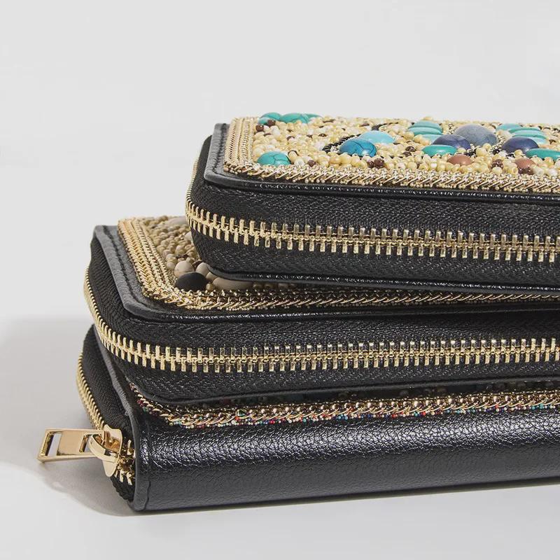 Bohemian Style PU Zipper Card Holder & Coin Purse with Butterfly and Flower Design