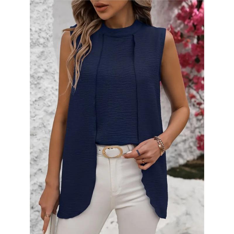 IHUASU Fake Two Shirt Design Sense Stitching Shirt Top