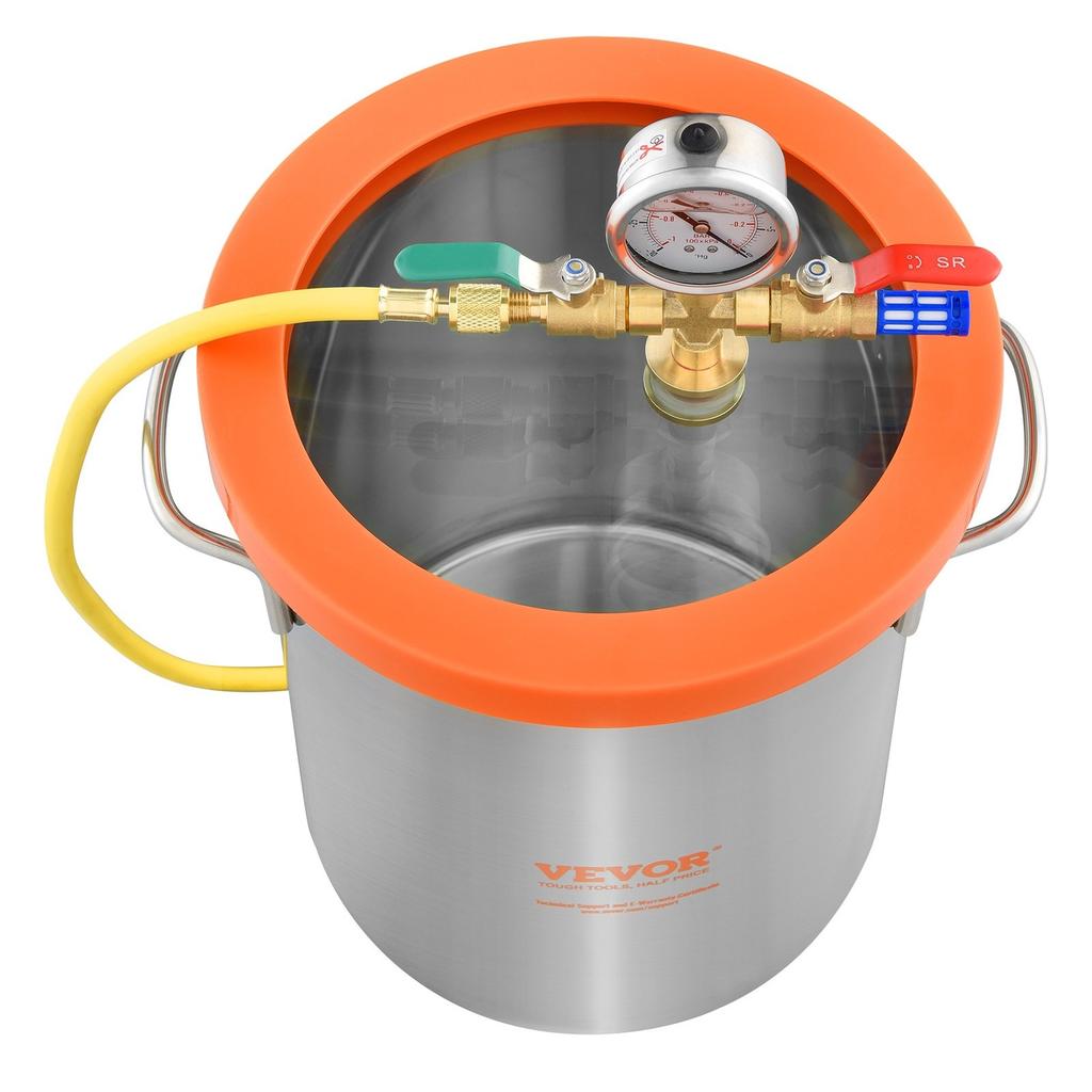 Vacuum Chamber Tempered Glass Lid Vacuum 11.4 L Degassing Chamber Silicone