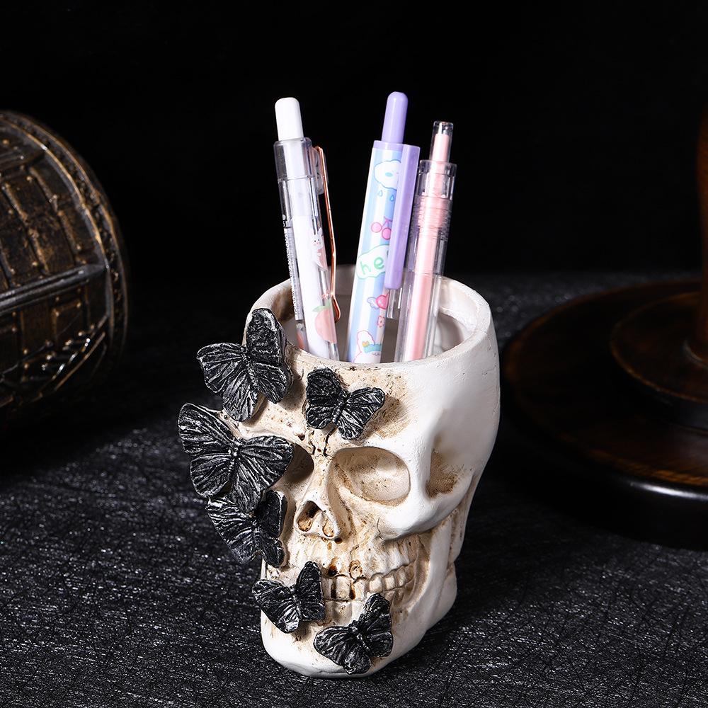 Halloweenowy Motyl Czaszka Symulacja Pojemnik na Długopisy Ozdoby Festiwal Duchów Dekoracje Domowe Imprezowe Żywiczne Rzemiosło