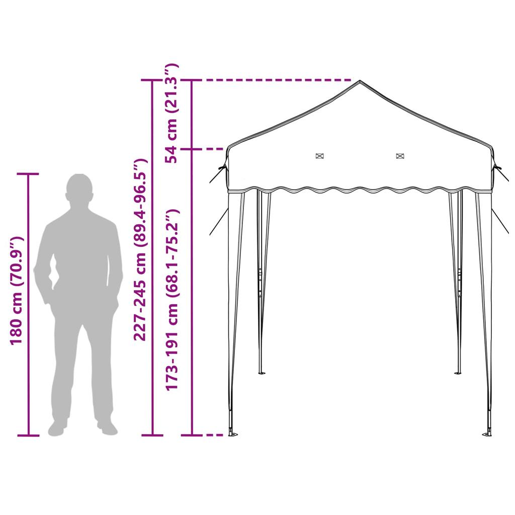 Pop Up Party Tent 195 X 195 X 245 Cm Blue Oxford Fabric