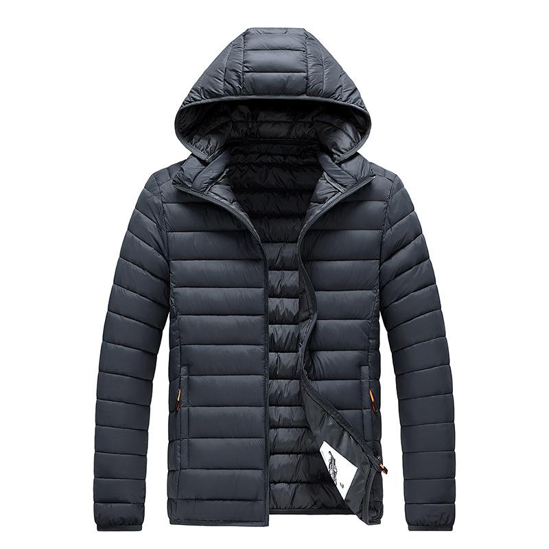 

8XL Зимняя легкая куртка Мужская модная универсальная куртка со съемным капюшоном, пуховая хлопковая теплая куртка, уличные ветрозащитные парки для катания на лыжах M темно серый