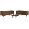 2 Piece Chesterfield Sofa Set in Brown Faux Leather with Suede Like Texture