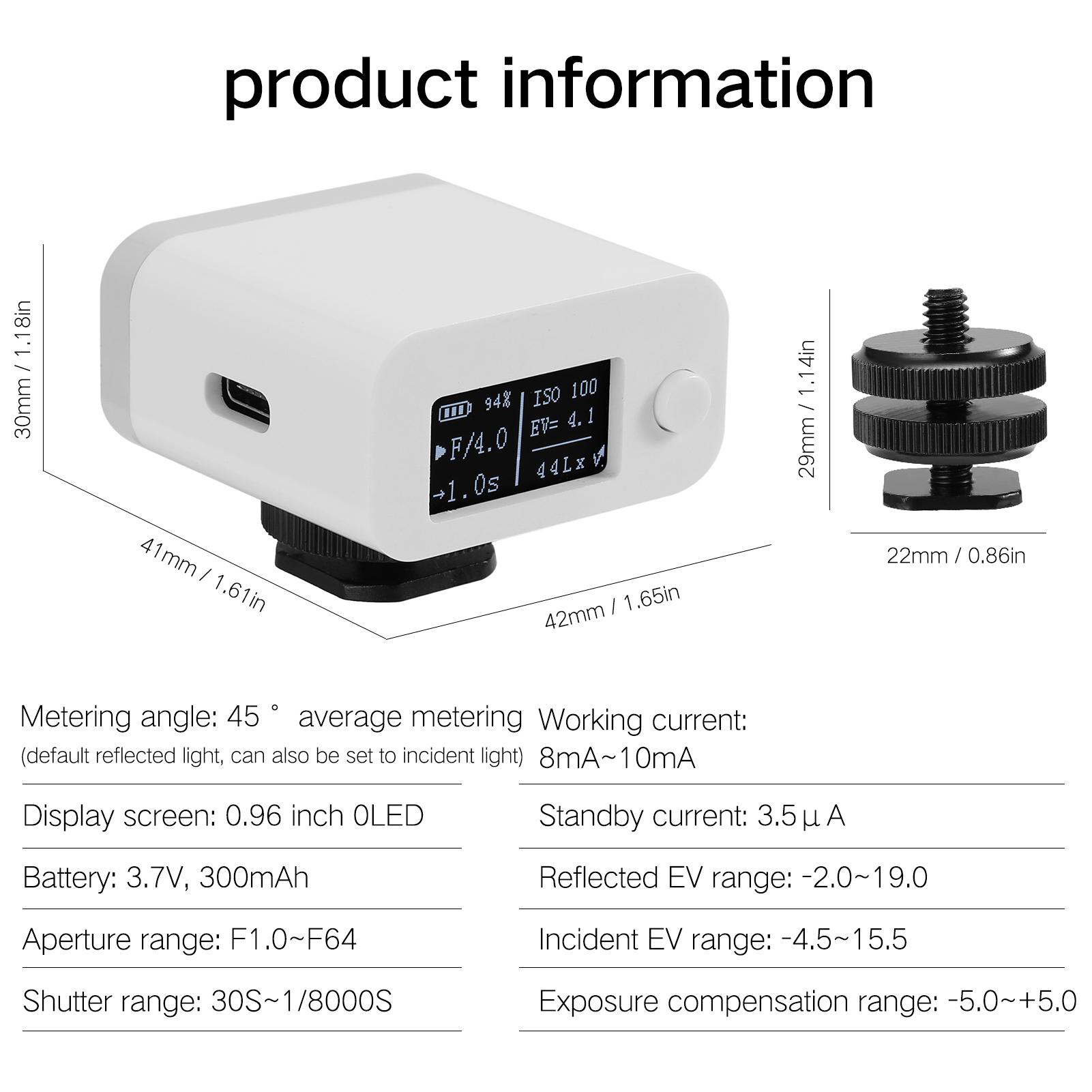

Photography Light Meter, Continuous Measurement for 26 Hours Photography Exposure Meter with Uninterrupted Lighting Measurements for Shooting Needs