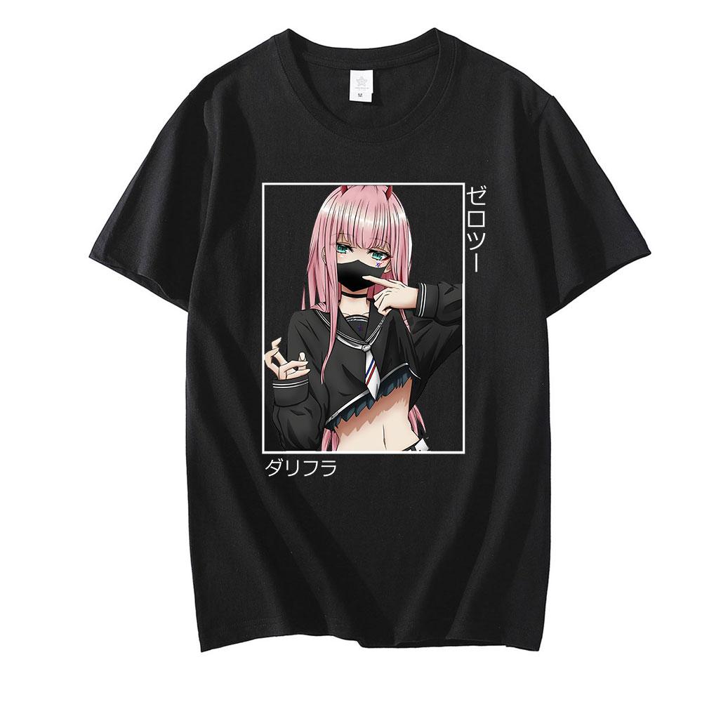 

2023 Zero Two Graphic Tee Anime Oversize мужские футболки Harajuku с короткими рукавами летние топы одежда женская модная готическая футболка