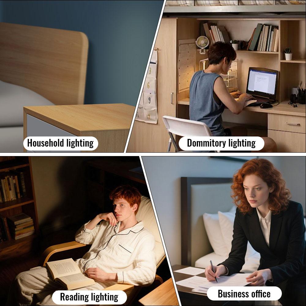 LED skládací kovová stolní lampa Klip na světelnou svorku Stmívací stolní lampa s dlouhým ramenem 3 barvy nastavitelné pro počítače v obývacím pokoji