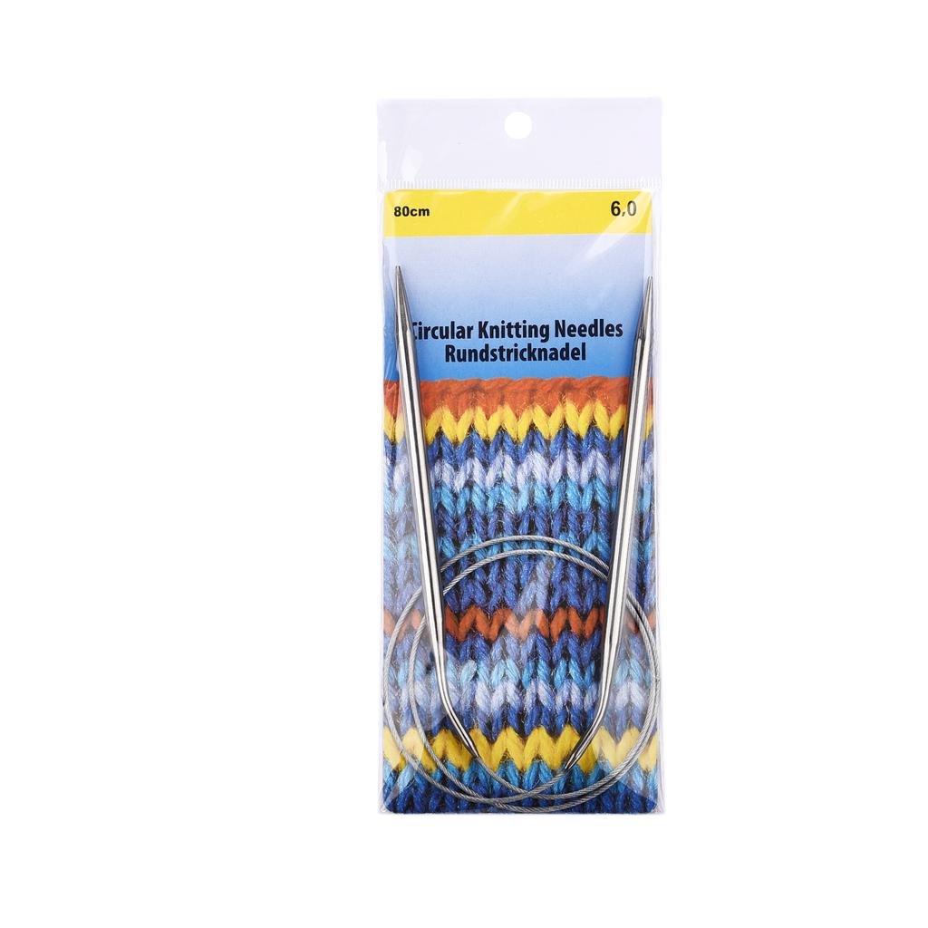 2.0-10mm Sweater Knitting Needle Stainless Steel Ring Needlework 80cm Weaving Circular Knitting Needlework Kits DIY Knitted Tool