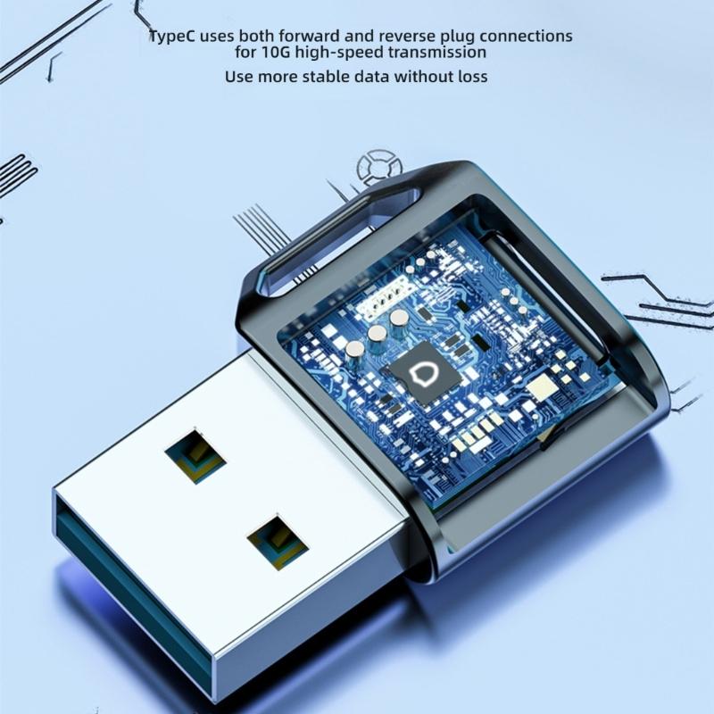 USB3.1 To Type C Adapter Aluminum Alloy Shell USB Male To Type C Female Converter 10Gbps Data Transfer & Fast Charging