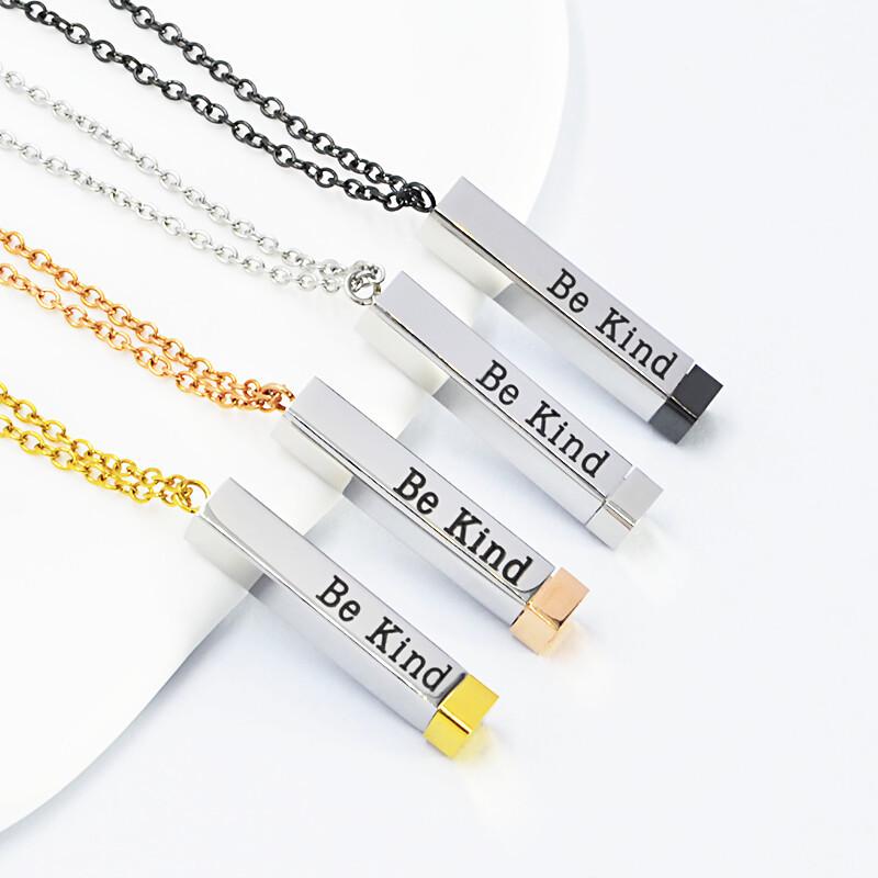 Stainless Steel 3D Bar Pendant Clavicle Chain