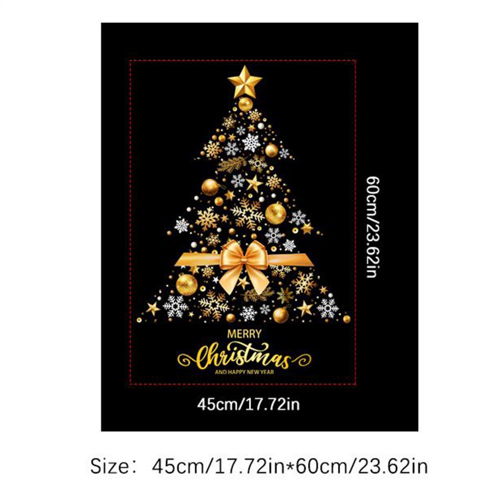 Christmas Window Stickers Large Static DIY Film Removable Golden Christmas Tree Window Decal for Wall Door Mirror Home Workplace