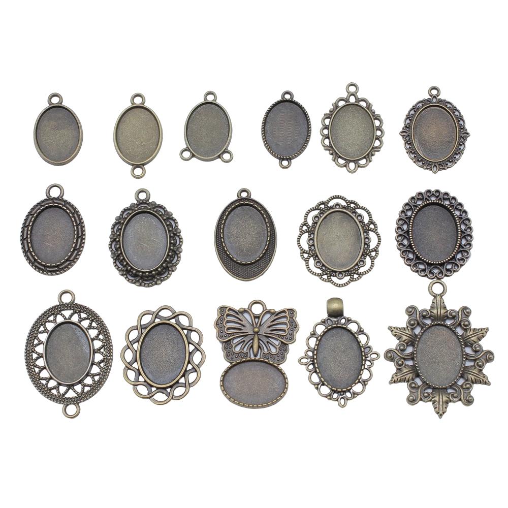 10pcs Fit 13x18mm Oval Glass Cabochon DIY Oval Cameo Cabochon Pendant Base Setting For DIY Jewelry Making