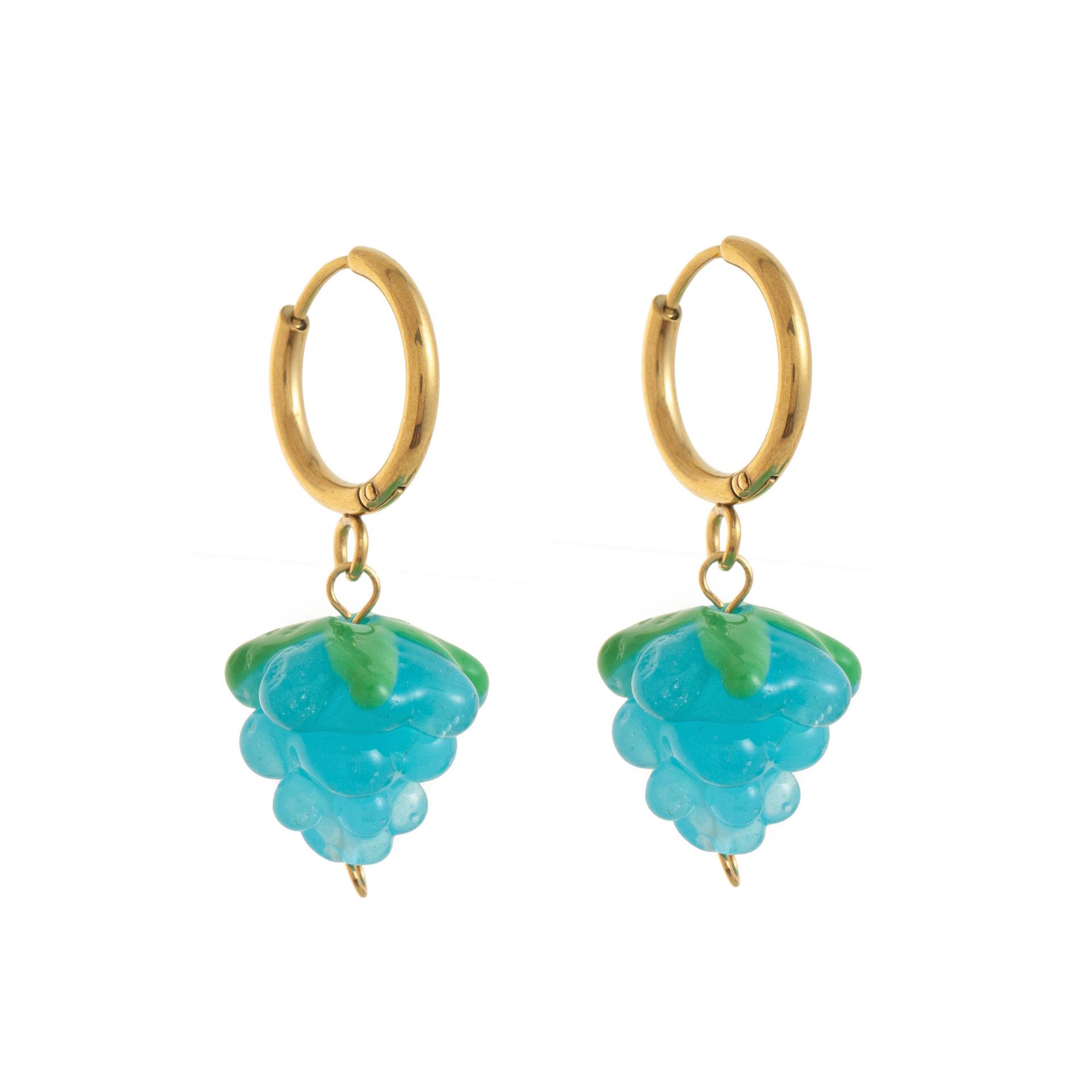 

Niche Design Sense Color Zircon Fruit Earrings Stainless Steel Quality Assurance Color