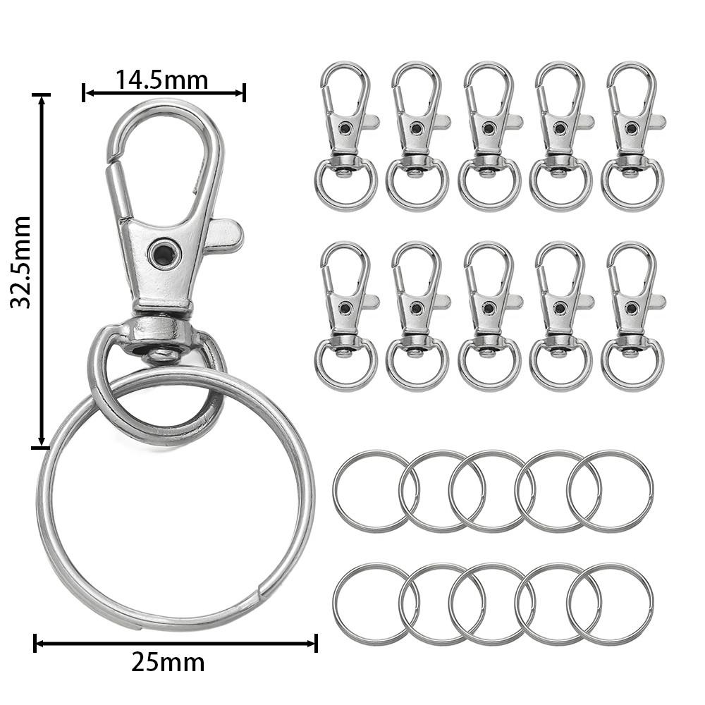 20/50Pcs Swivel Snap Hooks with Key Ring Metal Swivel Lobster Claw Clasps for DIY Keychain Bag Hang Jewelry Making Accessories