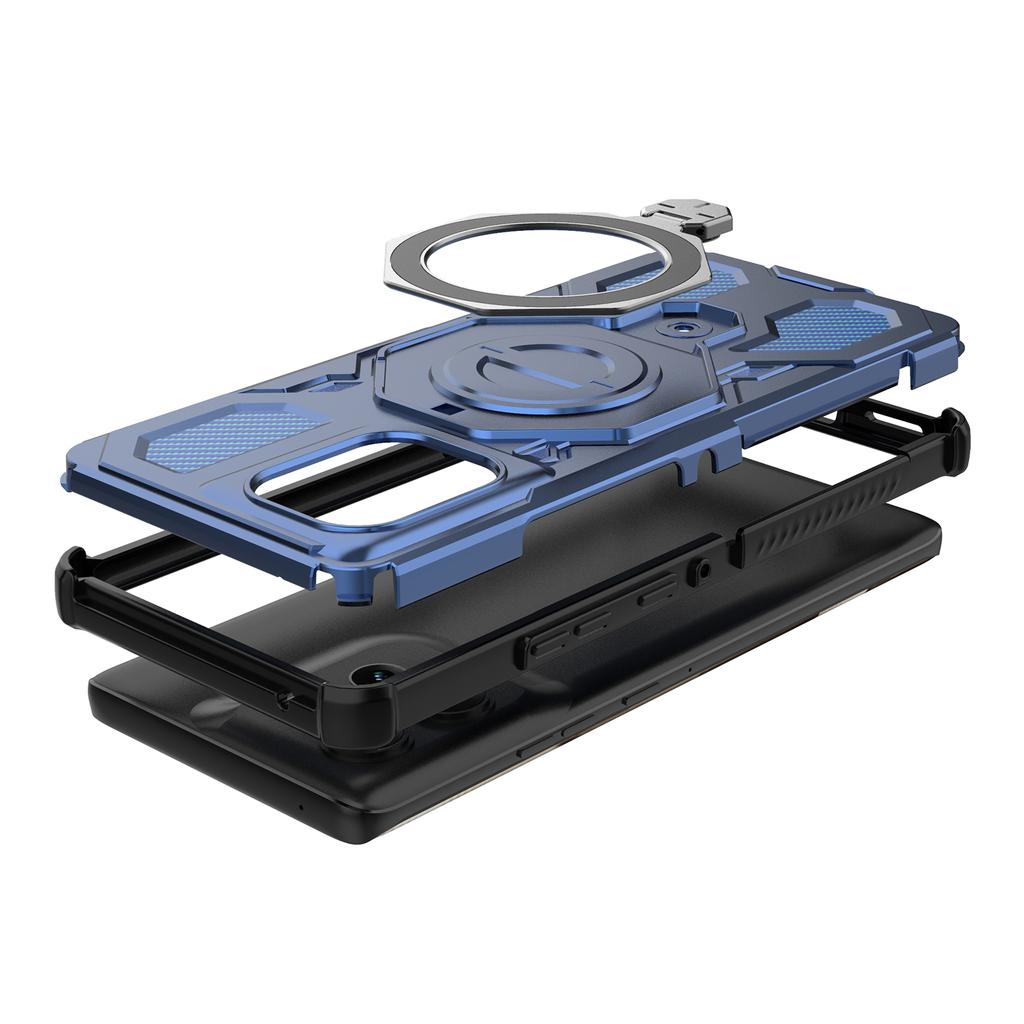 For Motorola Edge 50 5G Magnetic Case Rotating Metal Kickstand PC+TPU Phone Back Cover
