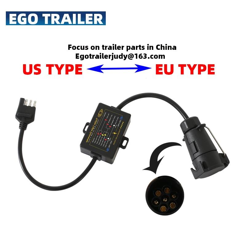 EGO USA 4PIN to EUR 7PIN Trailer Light Converter Towing Trailer Connector Parts Blade Socket 7-way Stop/Brake Signal Separating