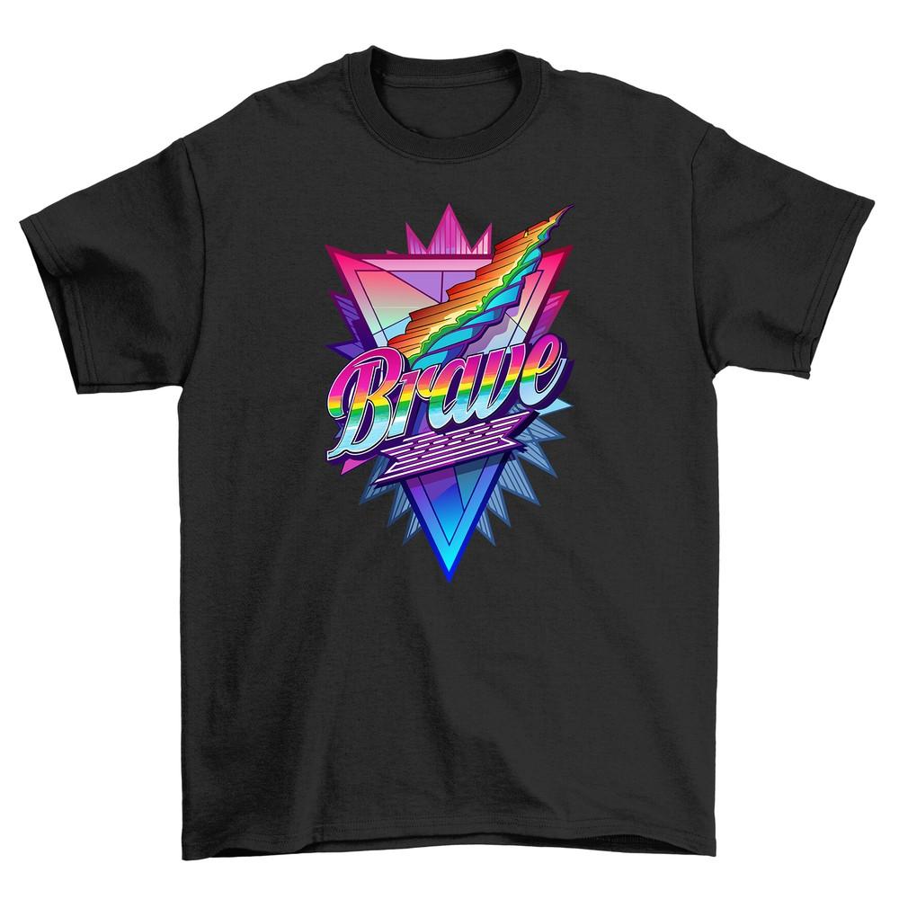Pride_66 ''Brave Pride'' T-Shirt - Funny Rainbow Design for LGBTQ Community, 100%