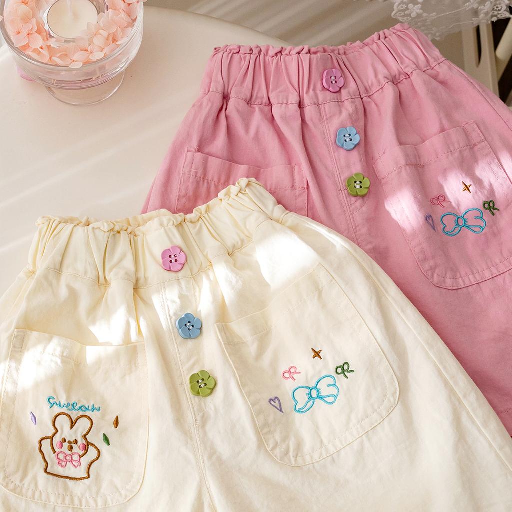 Girls' Lace Casual Pants Summer Sweet and Cute Embroidered Shorts Baby Korean Shorts