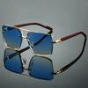 Fashion Retro Square Metal Shades Sunglasses Women'S Brand Design Driving Eyewear New Double Bridge Pilot Glasses Uv400