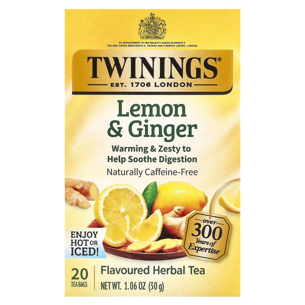 Twinings Lemon & Ginger Caffeine-Free Herbal Tea, 20 Tea Bags (30g)