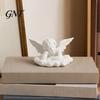 Chin Support Angel Figure Little Statue Figurine, 3D Printed Desktop Ornament, Matte Small Desk Ornament Texture White Modern Style Sculpture,