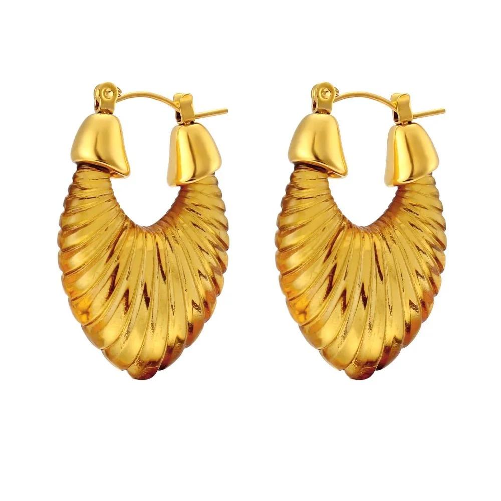 

2024 New Big Water Droplet Transparent Resin Drop Earrings for Women Stainless Steel Circle Ear Buckle Statement Jewelry Gifts