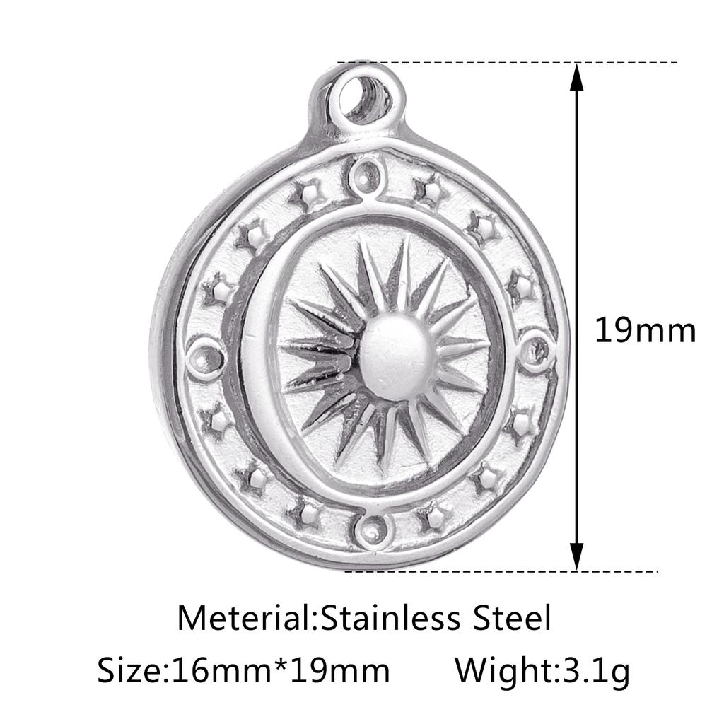 3pcs/Lot Stainless Steel Casting Sunburst Sun Moon Star Charms Pendant For DIY Necklace Bracelet Earrings Jewelry Accessories