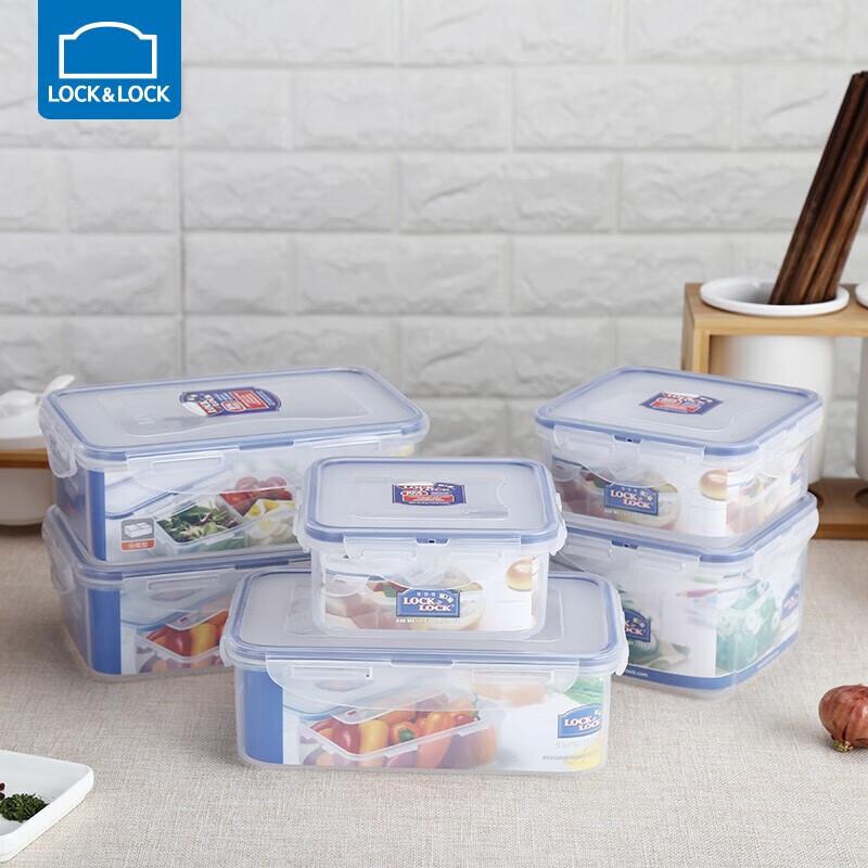 LOCK&LOCK Plastic Airtight Lunch Box Food Storage Container Refrigerator Storage Box 600ml*2