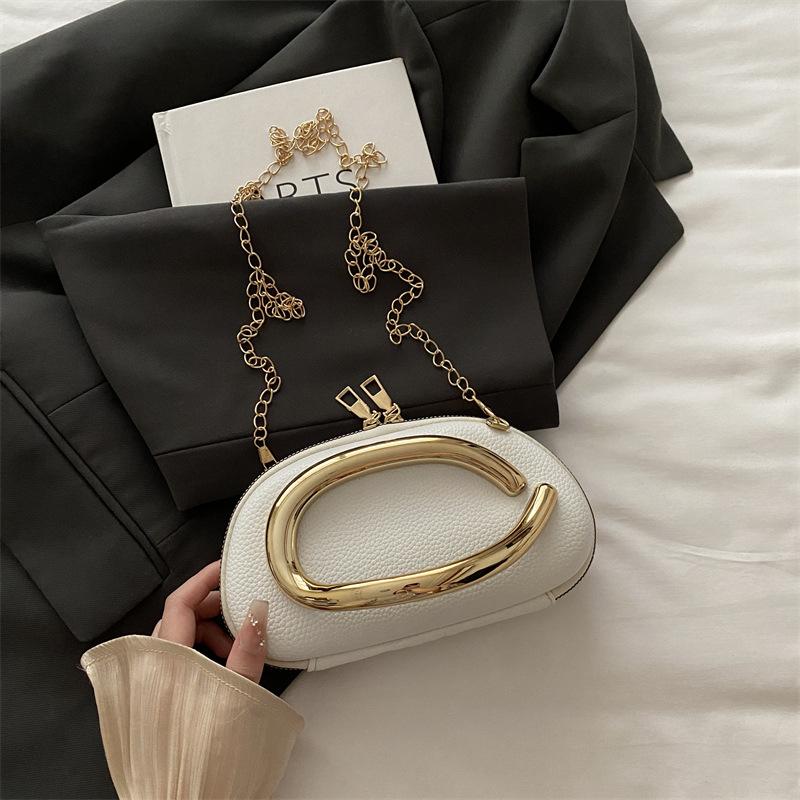 Crossbody Bag Metal Decorative Clutch Bag New Chain Box Shoulder Bag Women's Dinner Bag Women's
