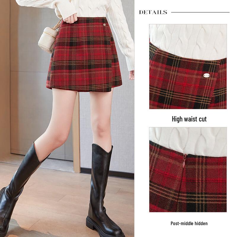 She Chi Women's Vintage High-Waist A-Line Plaid Casual Shorts