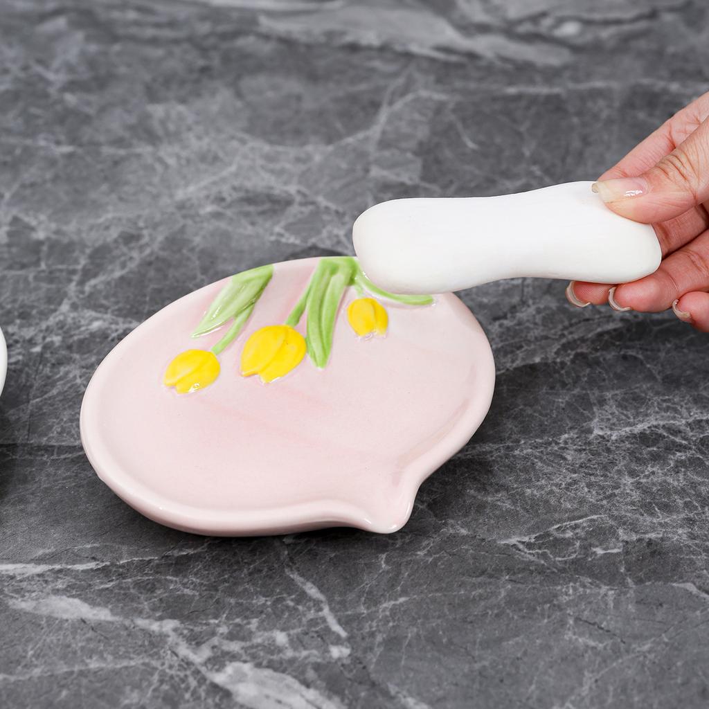 Luxus-Stil Haushalts Keramik Blume Seifenhalter - Ohne Bohren Montage - High-End Kreative Badezimmer Seifenschale mit Automatischer Entwässerung
