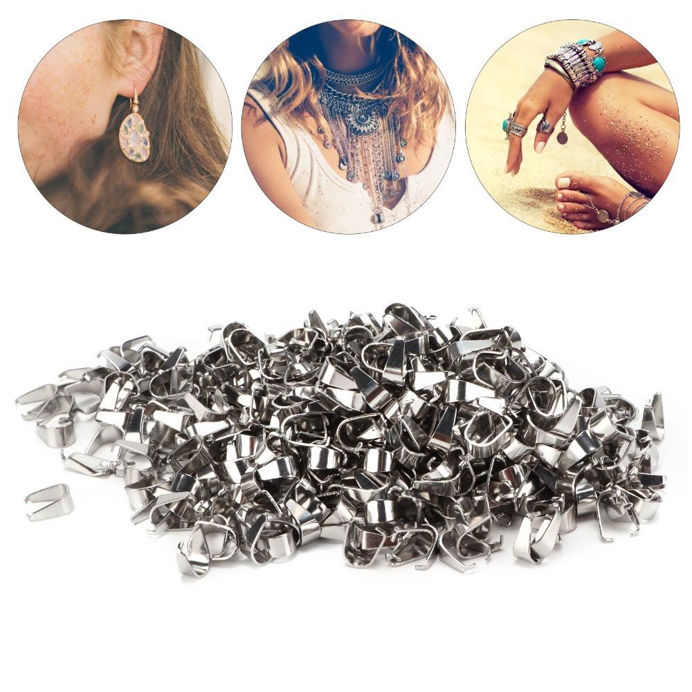 500pcs Exquisite Pinch Clips Stainless Steel Bail Clasp Pendant Connectors  Accessories