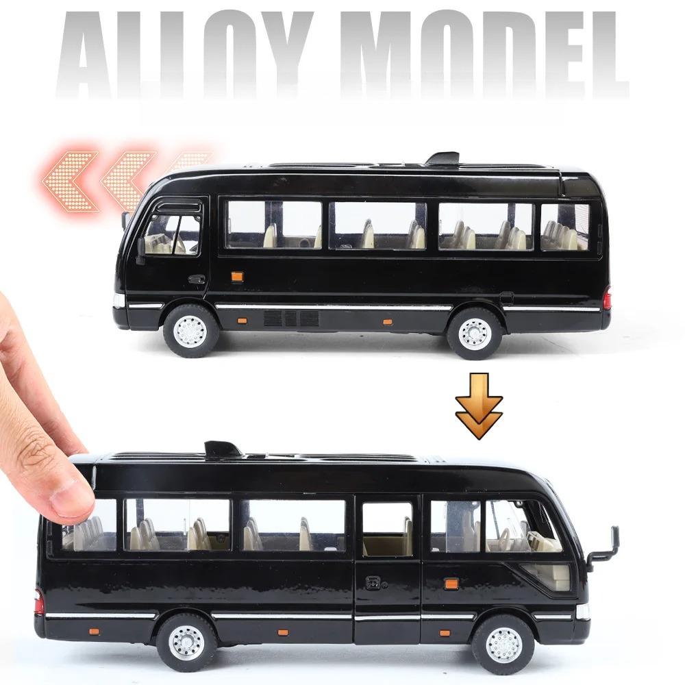 1/24 Toyota Coaster BUS Alloy Car Model Sound and Light Pull Back Children's Toy Collectibles Birthday Gift
