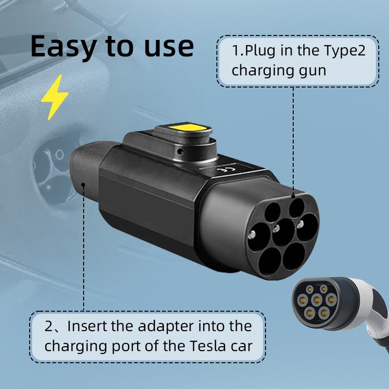 Type 2 to Tesla Adapter 7.2KW AC Charging for Type2 Charging Station to Tesla Model S/3/X/Y Car