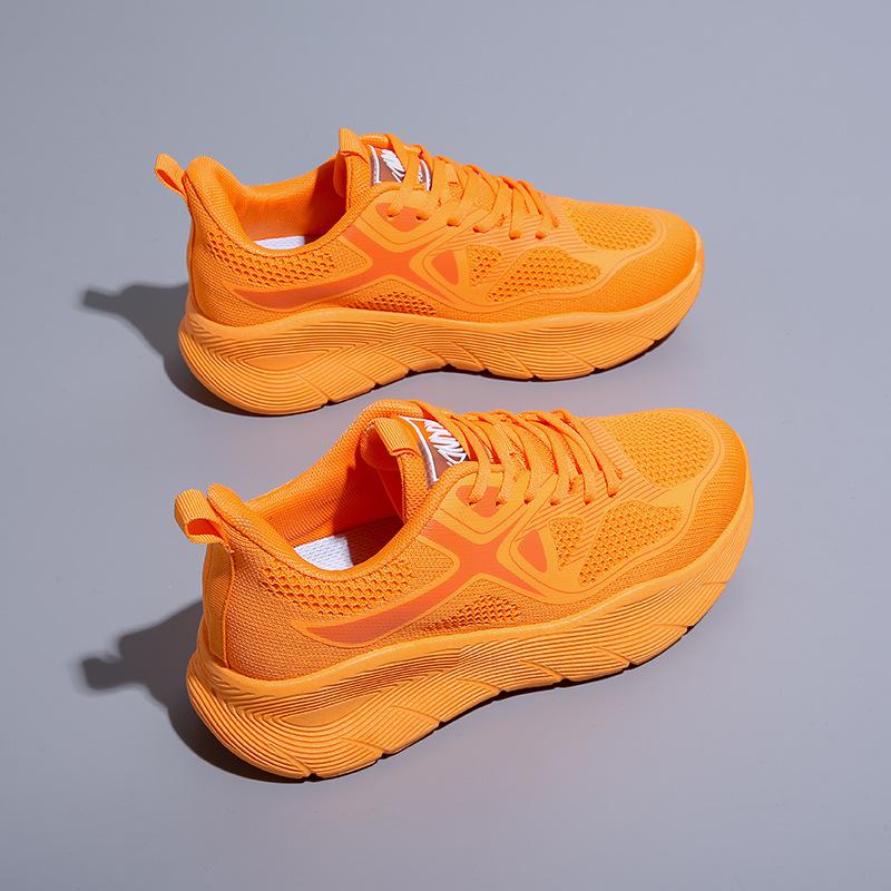 Fashion Spring Orange Platform Shoes Breathable Mesh Sneakers for Women Thick Sole Casual Shoes Women Sneakers Tennis Ladies Shoes