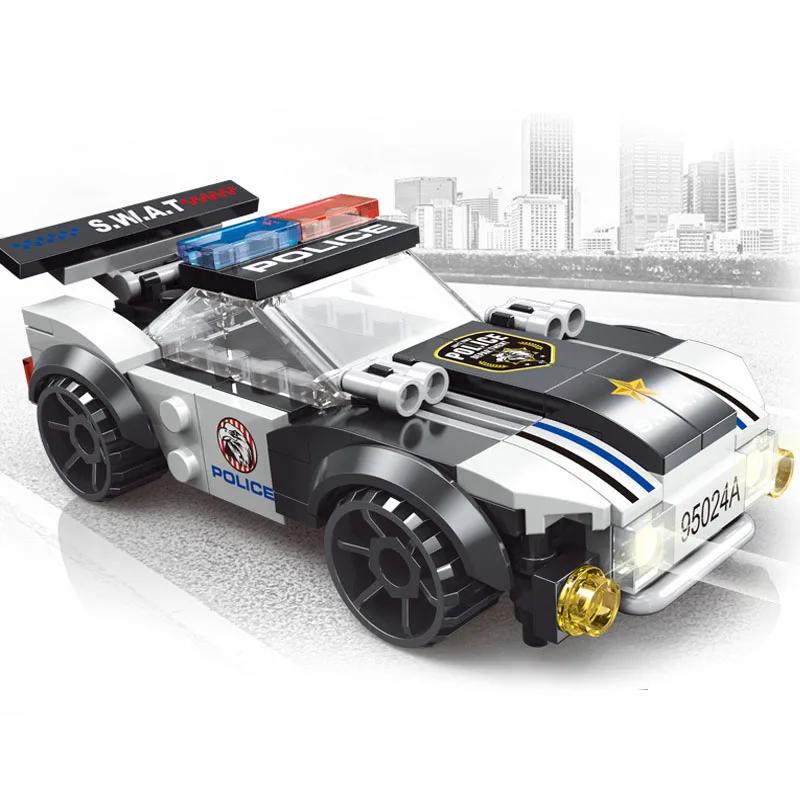 City Patrol Police Motorcycle Car Pursuit Prisoners Model Building Blocks Enlighten Action Figure Toys For Children