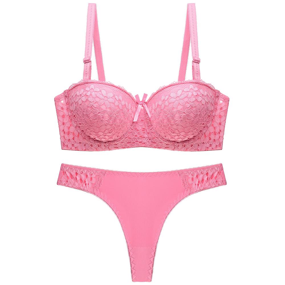 Sexy Lace Half Cup Push Up Bras Ladies Bra Sets Women Underwear Set