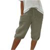 Linen Casual Shorts Women High Waisted with Pockets Drawstring Pants