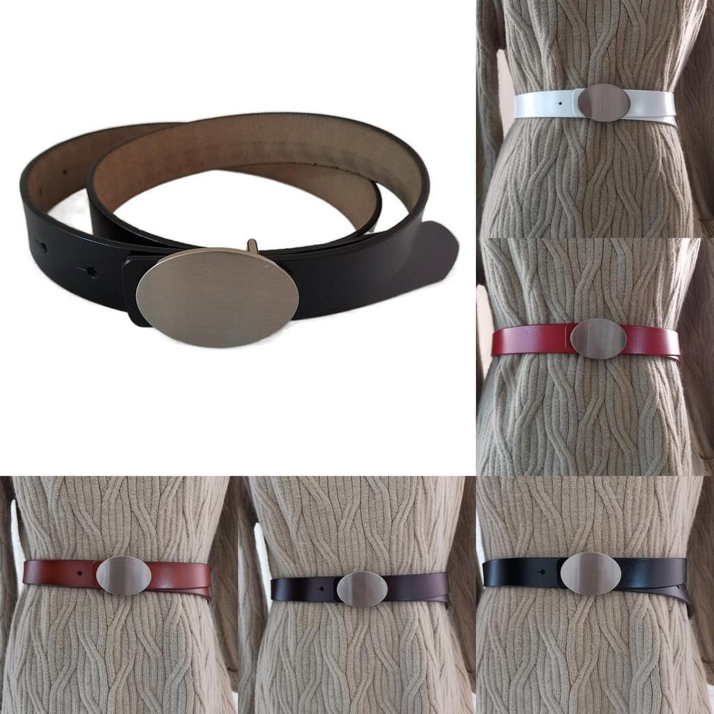 Fashion Leather Womens Belt Square Buckle Two Layer Cowhide Summer Casual Looks