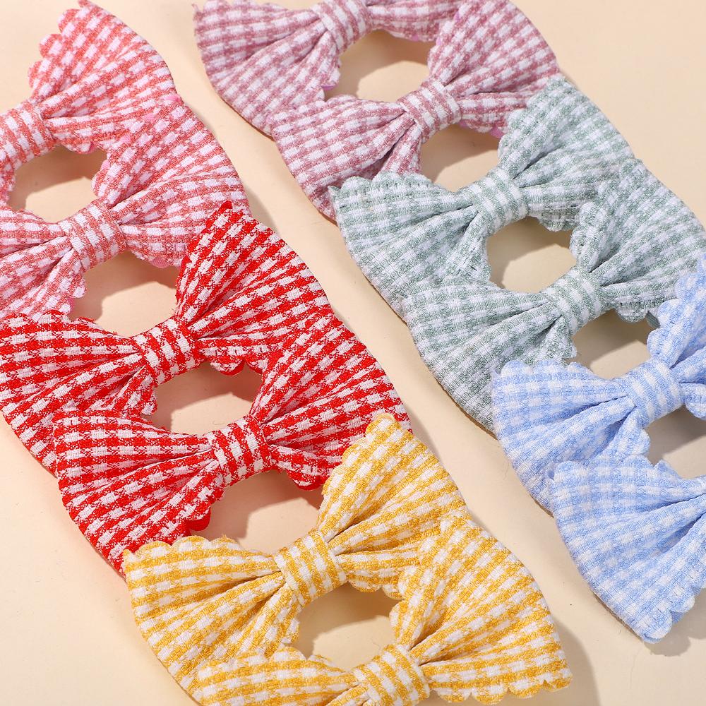 20pcs/set New Cute Plaid Print Hair Bow Clips for Baby Girls Sweet Handmade Mini Bowbot Hairpins Barrettes Hair Accessories