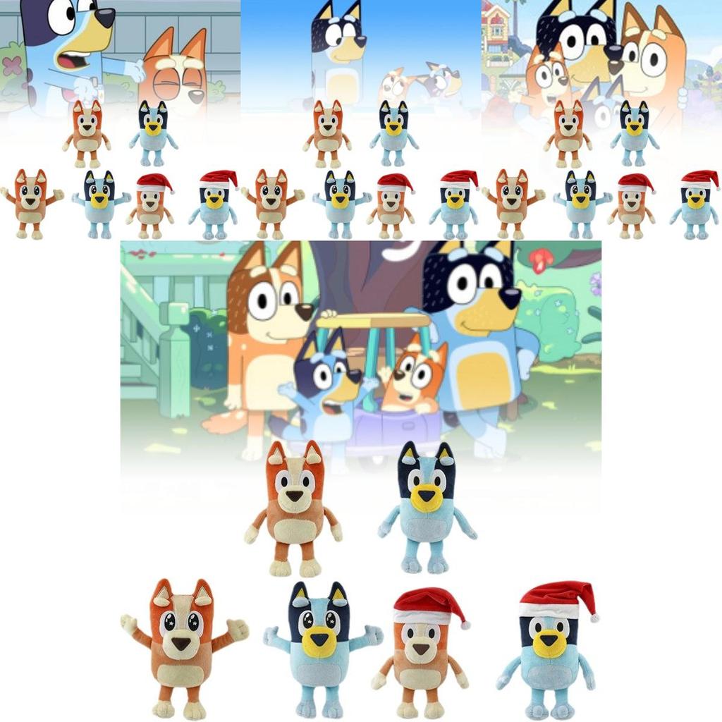 Plüschtier der Glücksfamilie: Niedlicher Cartoon-Hund, weiches Stofftier in Orange und Blau