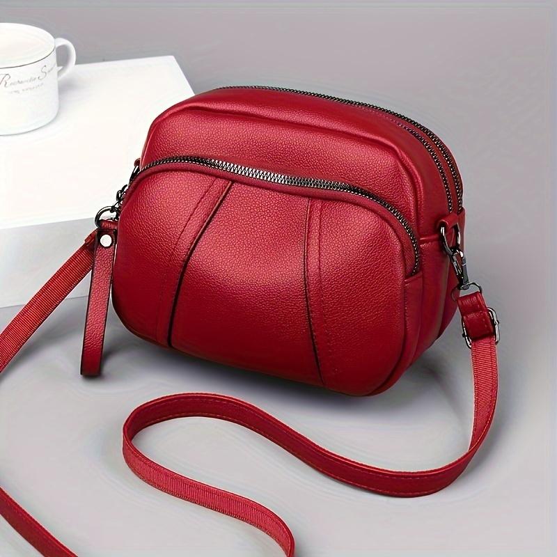 Casual Chic Black Soft Leather Crossbody Bags, Small Multi Zip Shoulder Purse, Mobile Phone Bag, Rivet Zipper, Small Square Bag