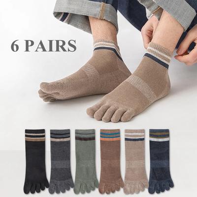 6 Paar Herren Zehensocken Mode Knöchelsocken mit getrennten Zehen Hochwertige Baumwolle Fünf-Finger Sportsocken