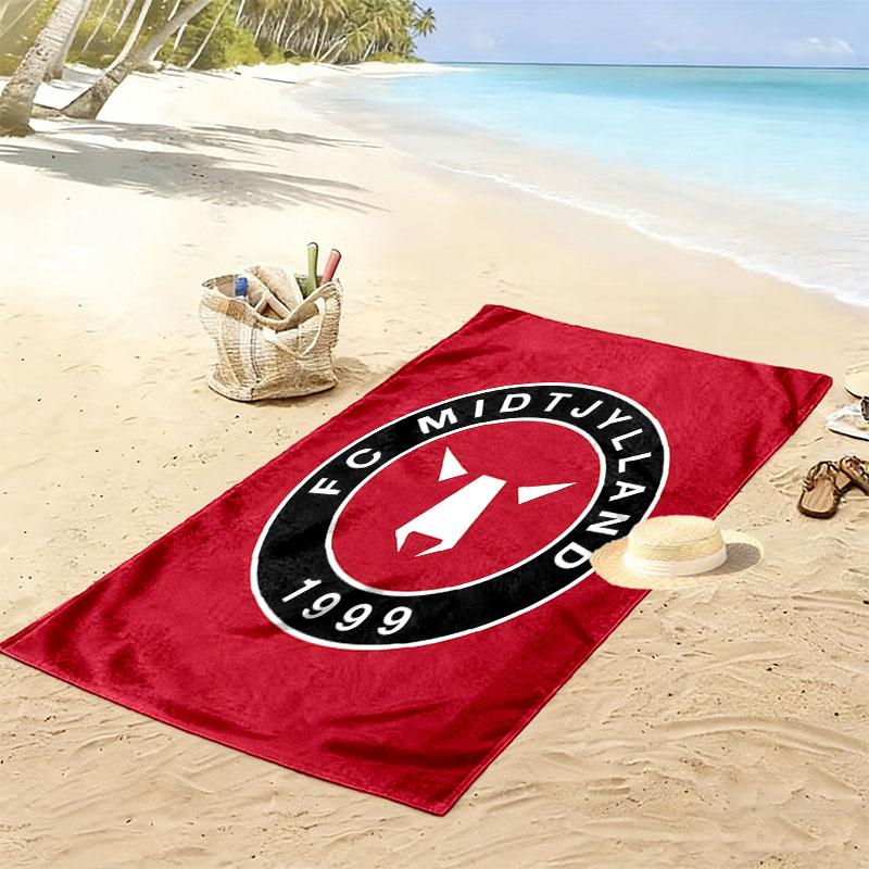 FC Midtjylland Logo Print Beach Towel, Large Soft Quick Dry Towel for Beach Camping Swimming