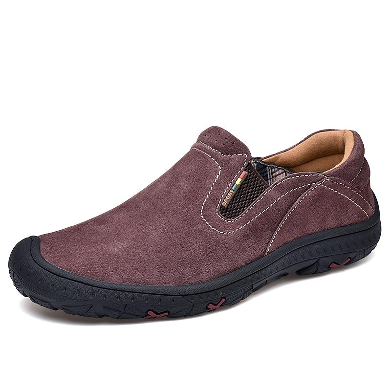 Neueste Hochwertige Herrenschuhe Freizeit Echtes Leder Kuhvelourschuhe Herren Slipper Slip-On Flats Freizeitschuhe Outdoor Wanderschuhe