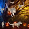 Halloween Skeleton Dog Decoration Posable Standing Dog Skeleton with Movable Joints Plastic Full Body Dog Bone with Mane