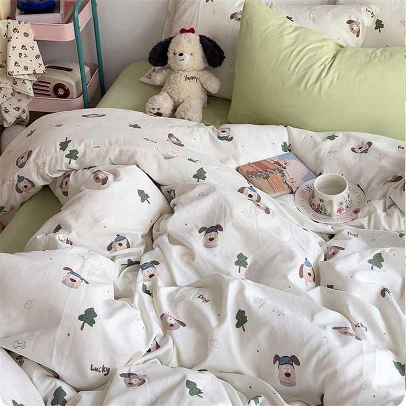 Set de lenjerie de pat 100% bumbac nor ultra-moale prietenos cu pielea set de 4 piese husă de plapumă respirabil clasa A textile de casă