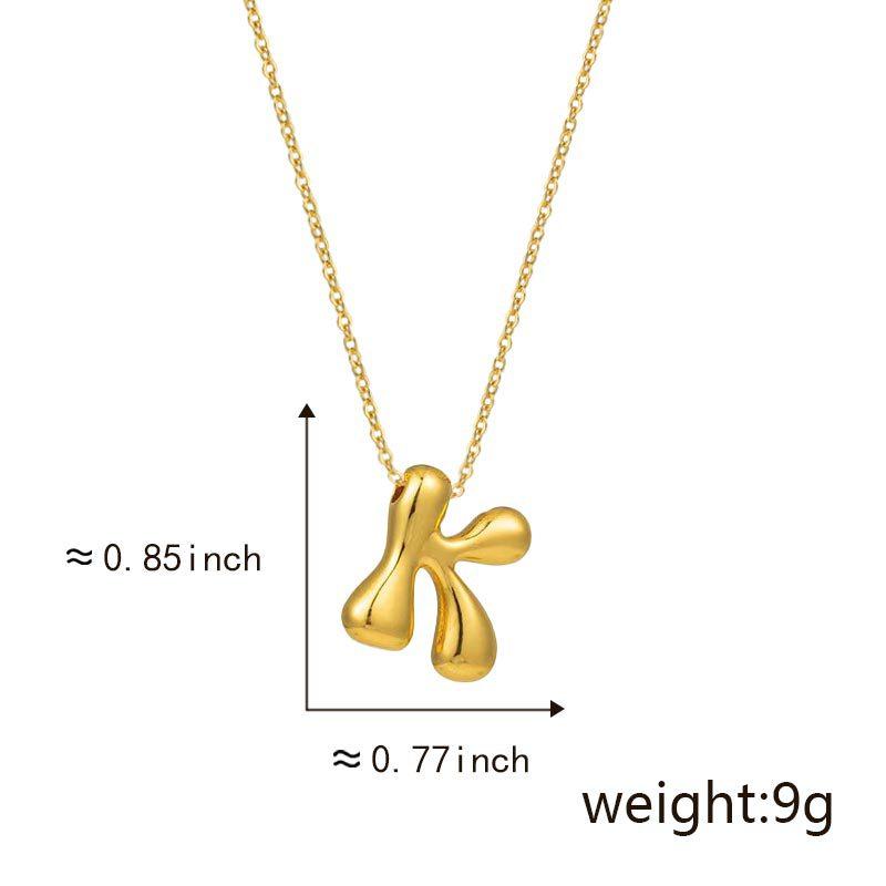 Cute Smooth Letter Necklace, Chubby Pendant, European and American Fashionable and Simple Collarbone Chain