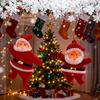 Ozdoby Santa Clause 3D Flocking Panenka Santa Clause Vánoční stromek Závěsné ozdoby na zeď Okno Dveře Domácí párty Sváteční dekorace