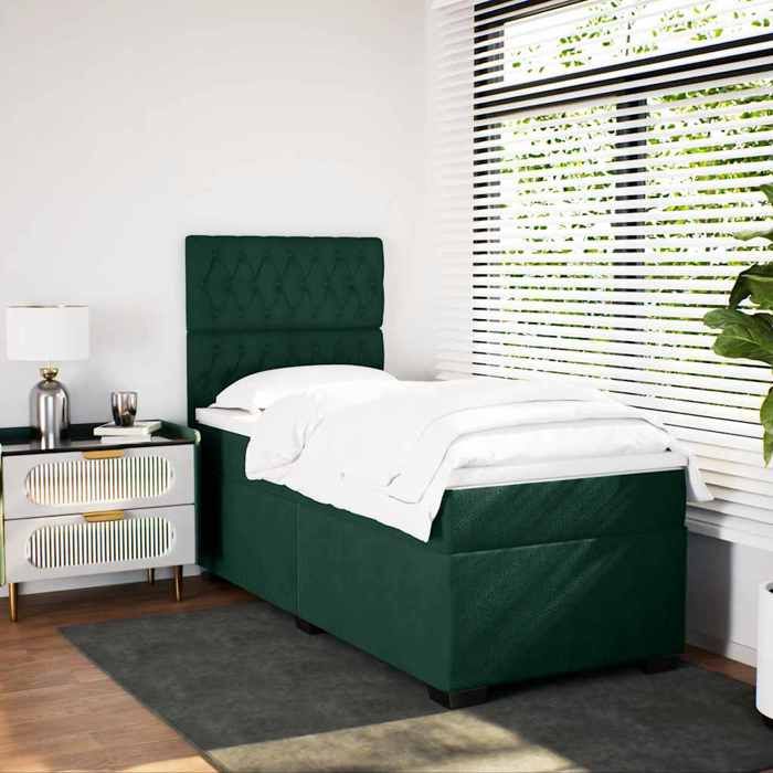 Maison Exclusive - Sommier à lattes de lit avec matelas Vert foncé 90x200 cm