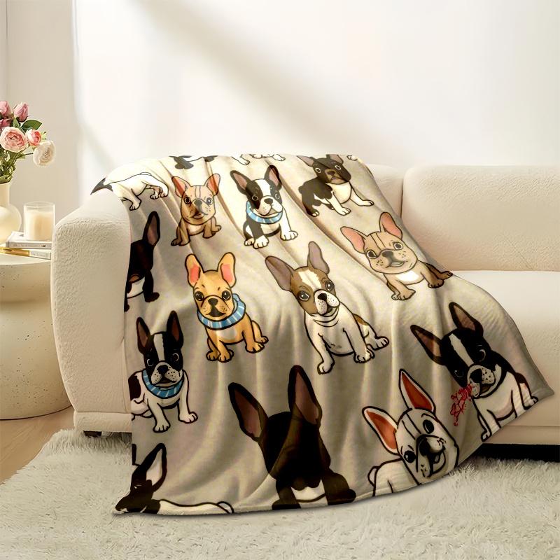 1pc French Bulldog Pattern Blanket-Pet-Themed-for Bedroom, Living Room, Pet-Lover's Home-Soft and Cute-Ideal for Dog Owners, Perfect for Any Day